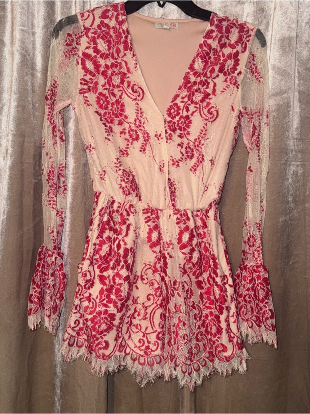 Lace Romper with bell sleeves